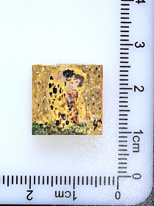 Il Bacio di Klimt dipinto a mano su tile Lego 2x2