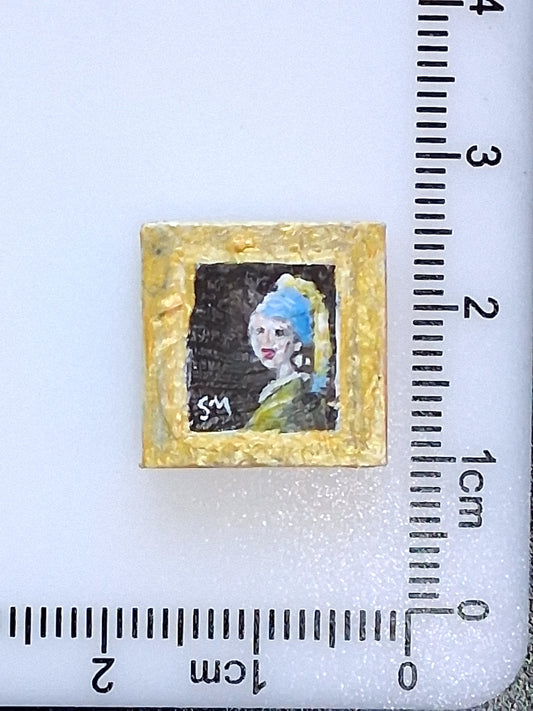La Ragazza con l'Orecchino di Perla di Vermeer dipinta a mano su tile Lego 2x2