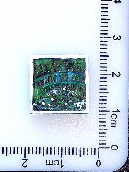Lo Stagno delle Ninfee di Monet dipinto a mano su tile Lego 2x2