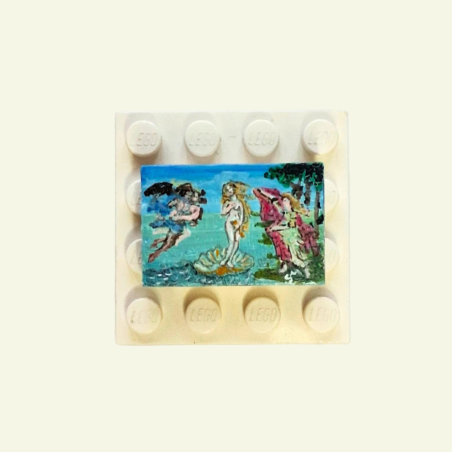 La Nascita di Venere di Sandro Botticelli dipinta a mano su tile Lego 2x3