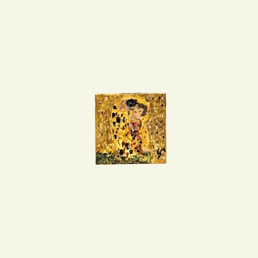 Il Bacio di Klimt dipinto a mano su tile Lego 2x2
