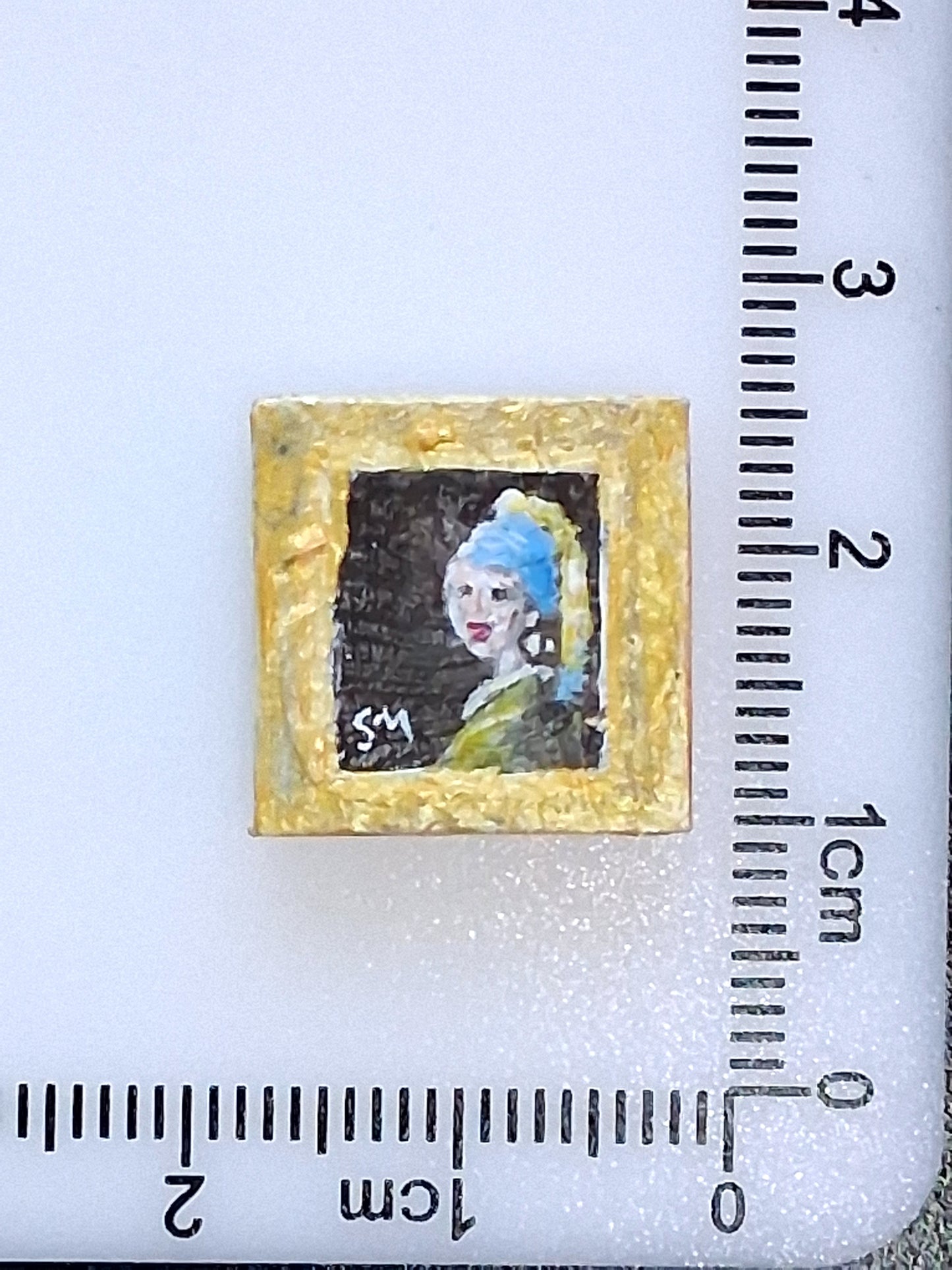 La Ragazza con l'Orecchino di Perla di Vermeer dipinta a mano su tile Lego 2x2