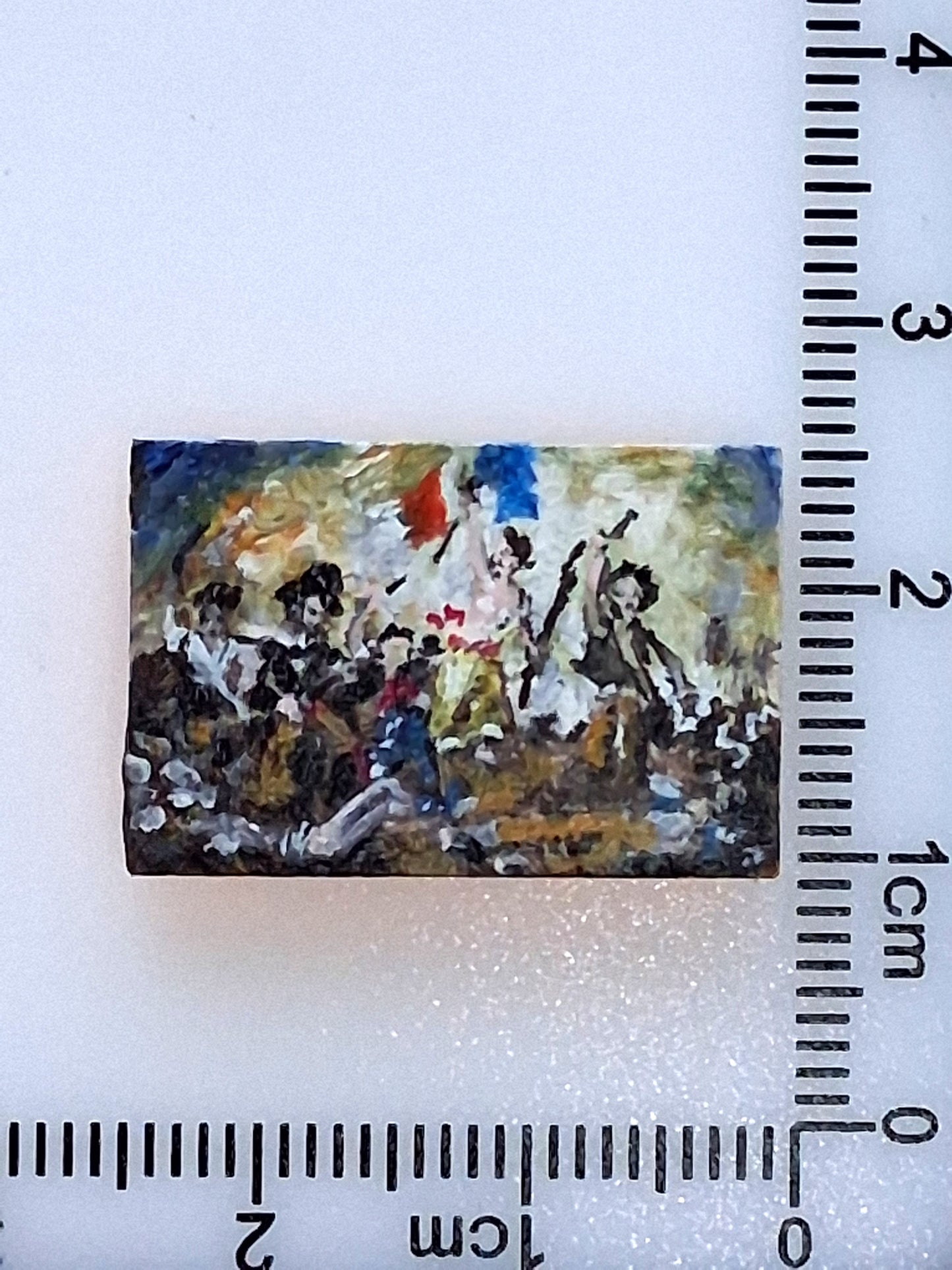 La Libertà che Guida il Popolo di Delacroix dipinta a mano su tile Lego 2x3