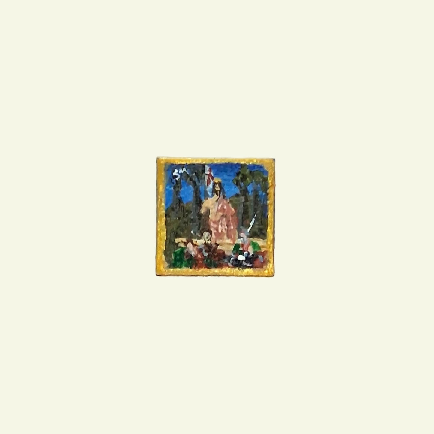 La Resurrezione di Piero della Francesca dipinta a mano su tile Lego 2x2