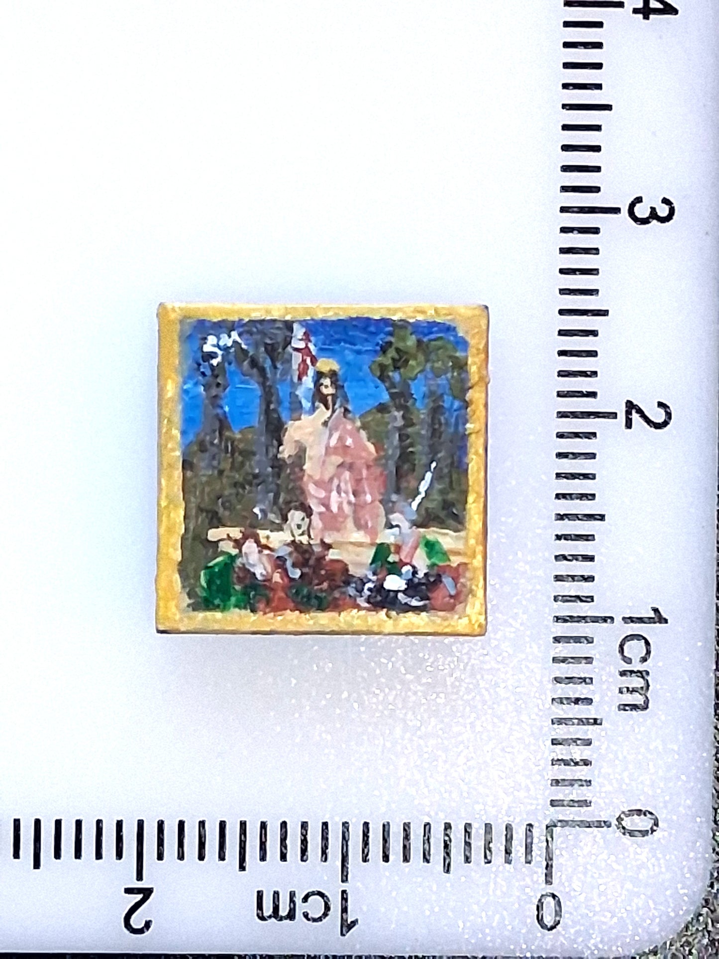 La Resurrezione di Piero della Francesca dipinta a mano su tile Lego 2x2