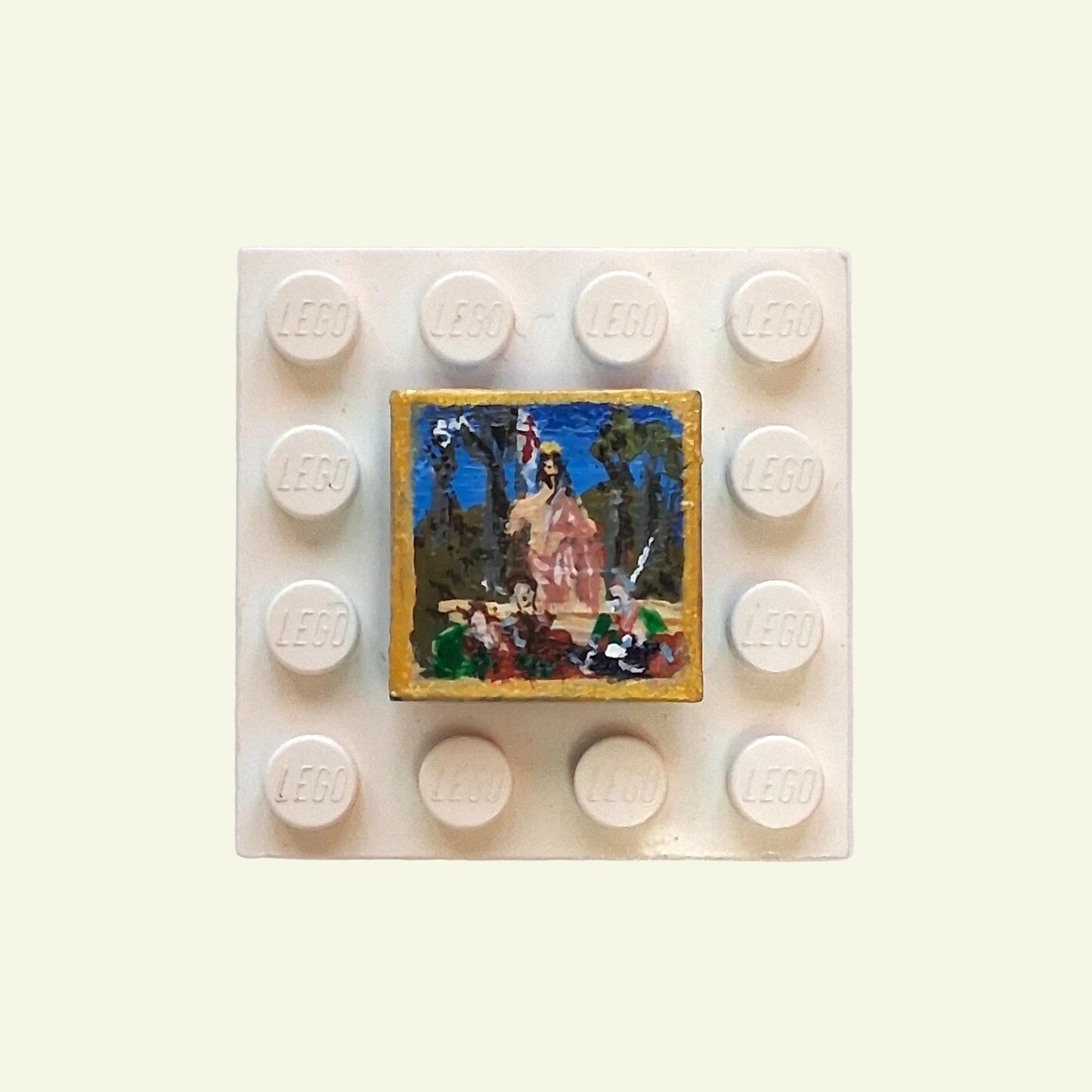 La Resurrezione di Piero della Francesca dipinta a mano su tile Lego 2x2
