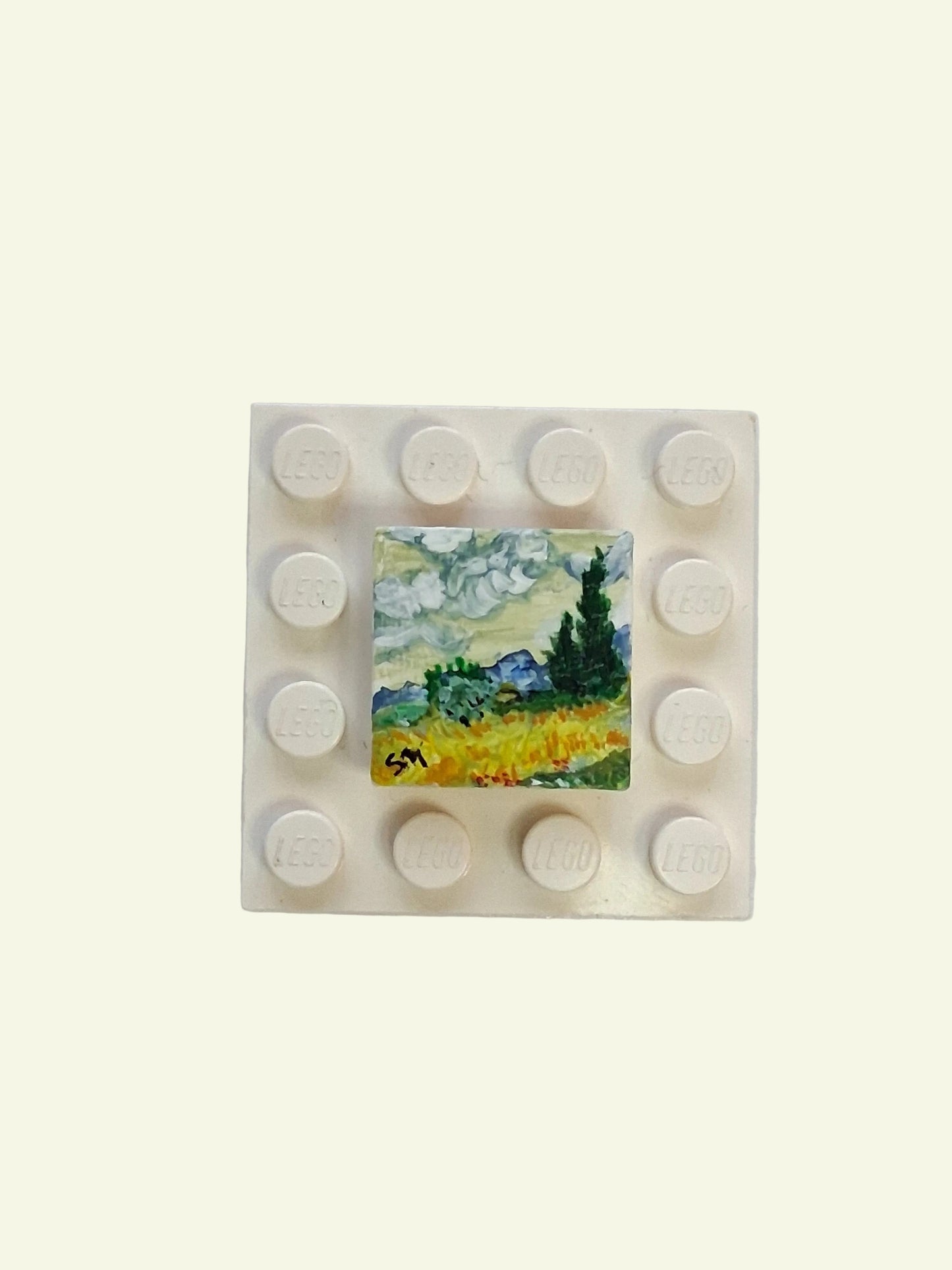Pitture Van Gogh dipinte a mano su tile Lego 2x2